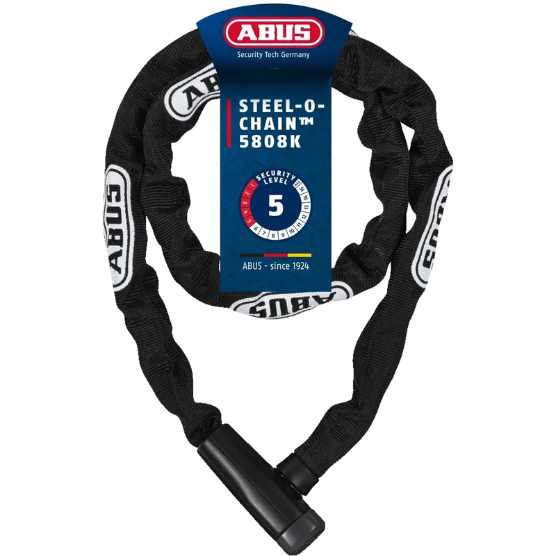 ABUS Kettenschloss Steel-O-Chain 5805K – Fahrradschloss aus Stahl – ABUS-Sicherheitslevel 5 – 110 cm – Schwarz