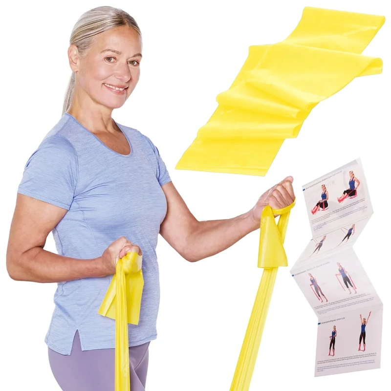 TheraBand Original Fitnessband – 1,5m Resistance Band für Ganzkörpertraining, Kraft & Flexibilität – Ideal für Physiotherapie, Fitness & Sport Gelb
