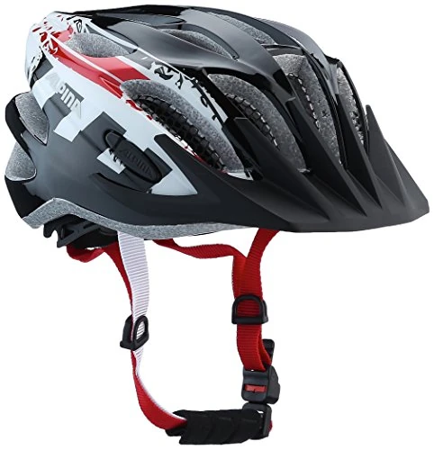 ALPINA Kinder Firebird Jr. 2.0 Fahrradhelm, Black-White-Red, 50-55