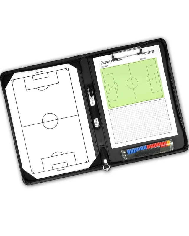 SPORTIKEL24 Taktikmappe Fußball – Profi-Trainermappe mit Magnet-Taktikboard, Stift & Notizblock – Coach-Board für Spielanalyse & Trainingsplanung