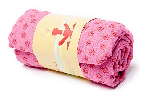 Schnell trocknendes, rutschfestes Yoga-Matten-Handtuch für Bikram-Yoga, mit Netzstoff-Tragetasche, extralang (62 x 183 cm), gepunktet, 6 Farben, rose