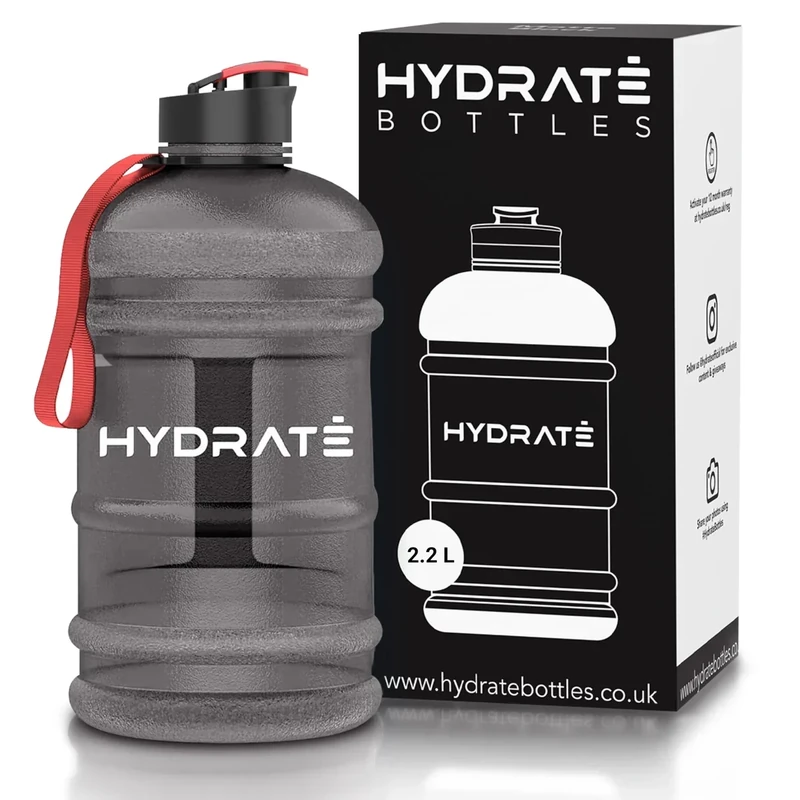 HYDRATE XL Trinkflasche 2,2 l - Ideal für Fitnessstudio, Sport und Reisen, Auslaufsicher, BPA-frei, Extra Stark, Schwarz, Gym Wasserflasche oder Jumbo Trinkflasche für intensives Training - Image 1