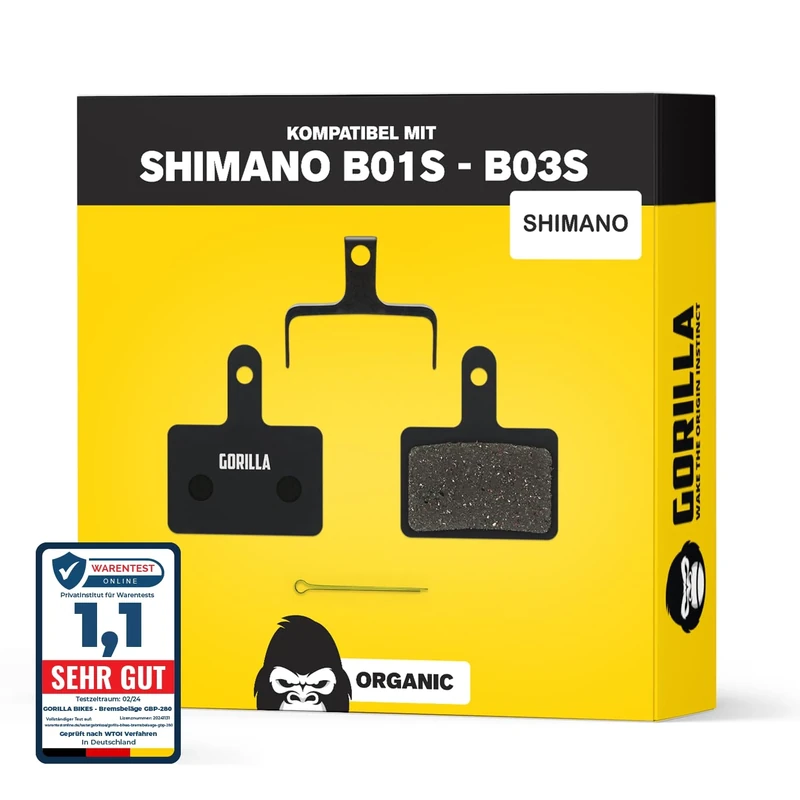Performance Bremsbeläge für Shimano B01S B03S B05S MT200 & Tektro Bremsanlagen I Organisch I 1 Paar I Starke Bremskraft & langlebig I Gorilla Bikes Scheibenbremsbeläge für MTB & E-Bikes
