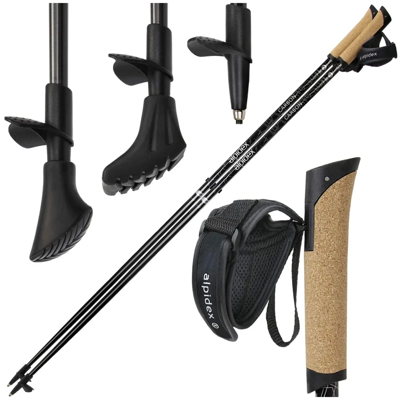 ALPIDEX Superleichter Carbon Nordic Walking Stock - sehr leichte Walking Stöcke, Länge:135 cm