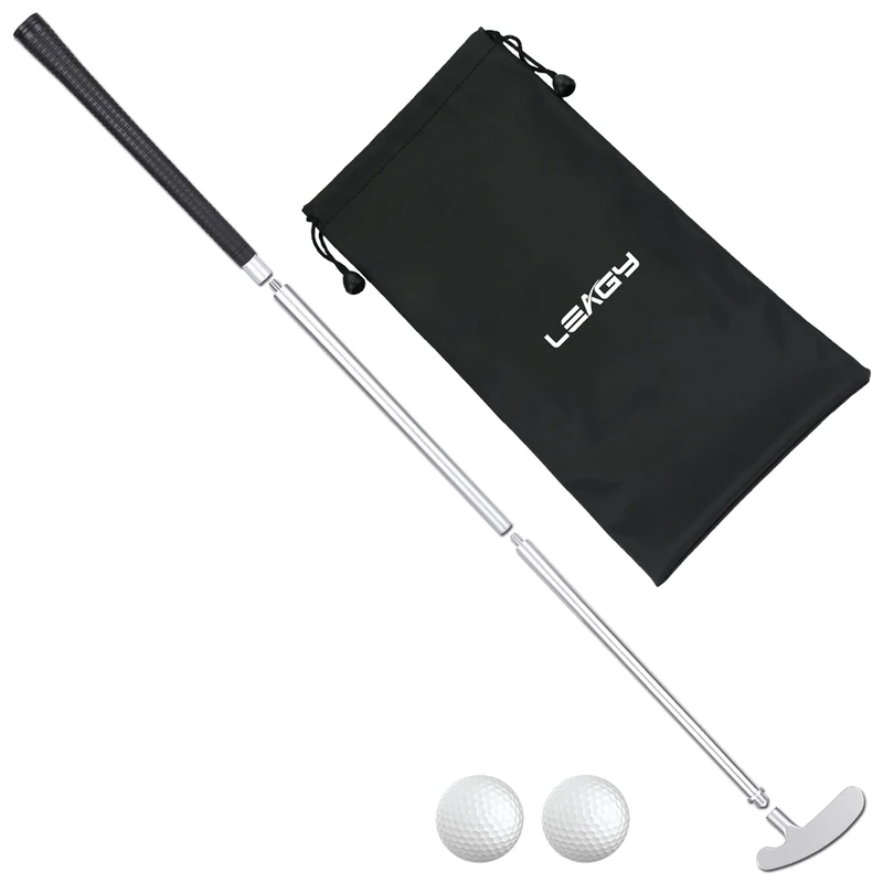 LEAGY 4-teiliger tragbarer Bester Golf-Putter für die rechte Hand oder Golf-Zwei-Wege-Putter für die Linke und rechte Hand, 2 Golfbälle isoliert auf weißem Hintergrund, 1-Pack-Golftasche (Links)