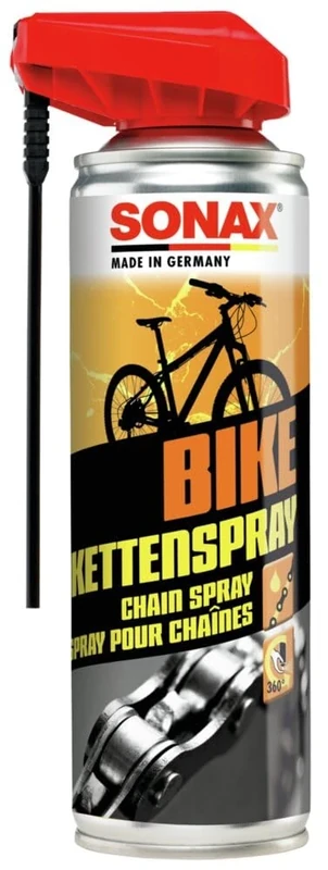SONAX BIKE KettenSpray mit EasySpray (300 ml) Reinigt, Schützt & Schmiert, Verringert Verschleiß & Reibung, Korrosionsschützend, Hohe Kriech- & Haftwirkung | Art-Nr. 08762000