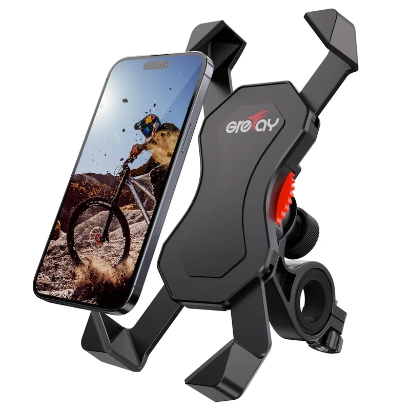 Grefay Fahrrad Handyhalterung Universal Motorrad Handy Halterung für iPhone 17 16 15 14 Pro Max Plus, Air, SE, 13 12 Pro Max Mini, 11 Pro Max, Xs, XR, Samsung S24, Smartphone mit 360° Drehbar