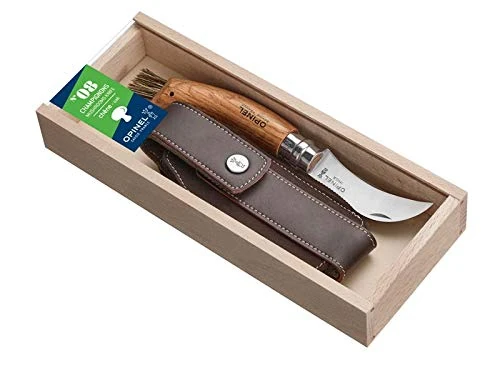 OPINEL-Pilzmesser, Etui, Holzbox, mit persönlicher Gravur auf dem Griff