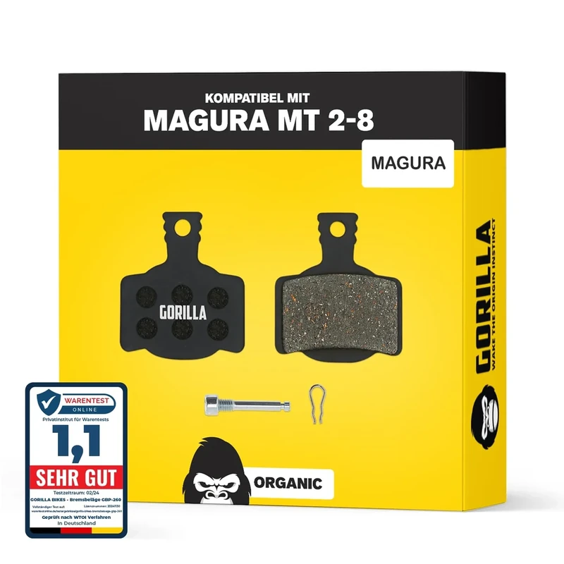 Performance Bremsbeläge für Magura MT2 MT4 MT6 MT8 MTS 7.C Bremsanlagen I Organisch I 1 Paar I Starke Bremskraft & langlebig I Gorilla Bikes Scheibenbremsbeläge für MTB & E-Bike