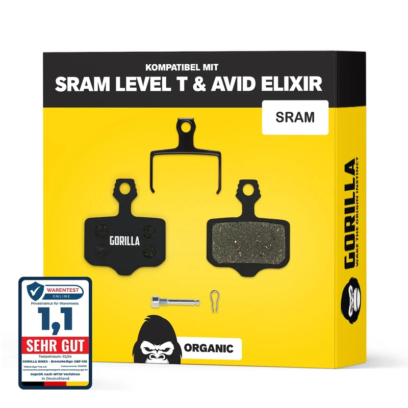 Performance Bremsbeläge für Avid Elixir 1-9 & SRAM Level T & TL Bremsanlagen I Organisch I 1 Paar I Starke Bremskraft & langlebig I Alphatrail Scheibenbremsbeläge für MTB & E-Bike