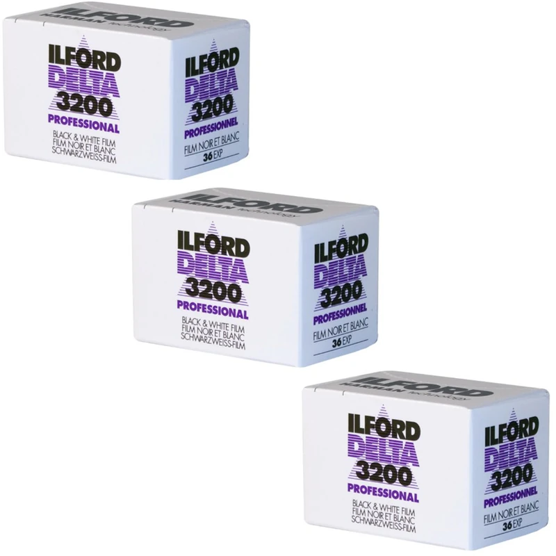 Ilford 1887710 Delta 3200 Professional, schwarz und weiß Print Film, 135 (35 mm), ISO 3200, 36 Belichtungen (3 Pack)