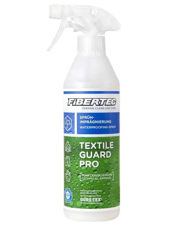 FIBERTEC Textile Guard Pro Imprägnierspray für Jacken & Outdoor-Kleidung 500ml -Wetterschutz für Membranbekleidung, Imprägnierung in 100% recycelter Flasche, Made in Germany
