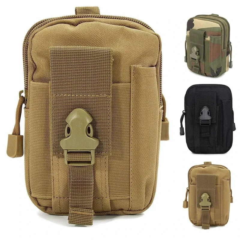 ZhaoCo Taktische Hüfttaschen, Nylon Militär Kompakt MOLLE EDC Tasche Gürteltasche Beutel Taille Taschen für Gadget-Dienstprogramm Handy Camping Wandern und Reisen - Khaki