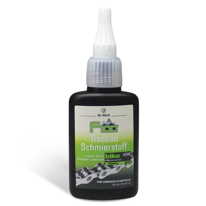DR. WACK F100 Trocken Schmierstoff 50 ml - Kettenöl schmutz- & wasserabweisend - Schutz vor Korrosion & Verschleiß - Schmiermittel für alle Fahrräder - Hochwertige Fahrradpflege