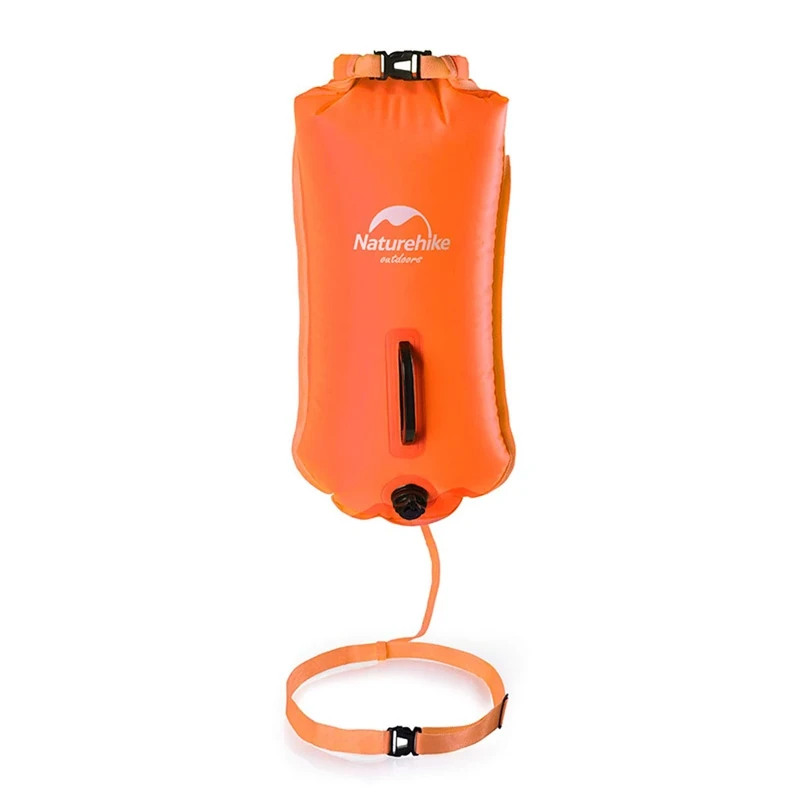 Naturehike 18L Schwimmboje Zwei Airbags Swim Boje Trockensack wasserdichte Strandtasche mit Verstellbarer Hüftgurtfür Schwimmer Küstenstrand (Orange)