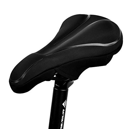 RIXOW Gel Sattelbezug Fahrrad, Fahrradsattel Überzug Gelüberzug für Rennradsättel Mountainbike, Sattelschutz für Fahrradsitz (Schwarz 2)
