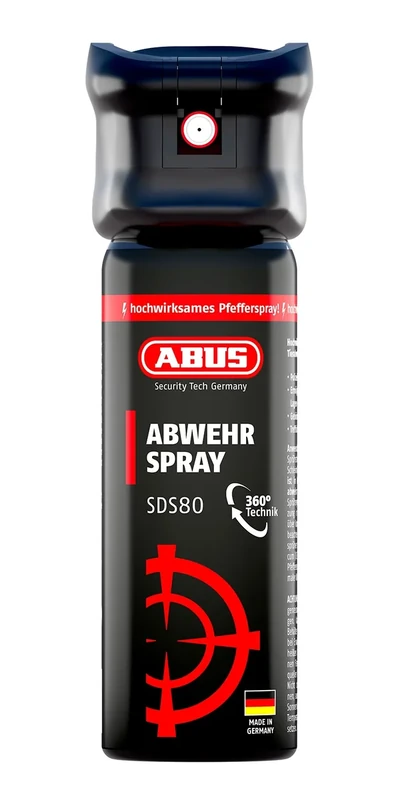 ABUS Pfefferspray SDS80 zur Tierabwehr - bis zu 5 m zielgenaues Abwehrspray mit Jet-Sprühstrahl zur Selbstverteidigung bei Tierangriffen - funktioniert auch kopfüber