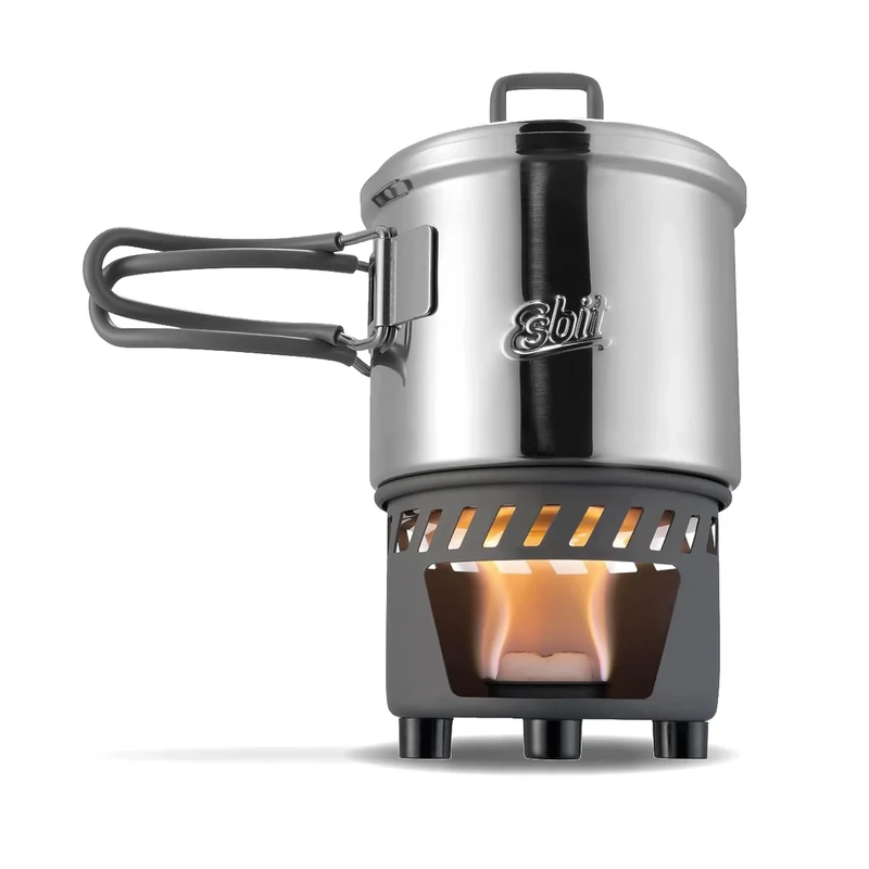 Esbit Trockenbrennstoffkochset - Outdoor Camping Kocher 585 ml mit Edelstahl Topf - klappbare Griffe - Campingkocher Set - Image 1