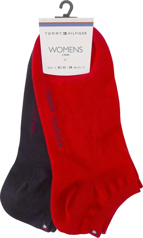 Tommy Hilfiger Damen Füßlinge TH WOMEN SNEAKER 343024001, 2er Pack, Gr. 35/38, Mehrfarbig (Tommy Red 684)