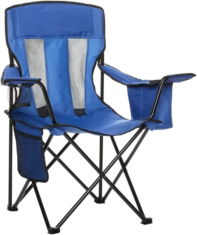 Amazon Basics Campingstuhl mit Kühlfach, Normalen, Mesh, Blau - Image 1