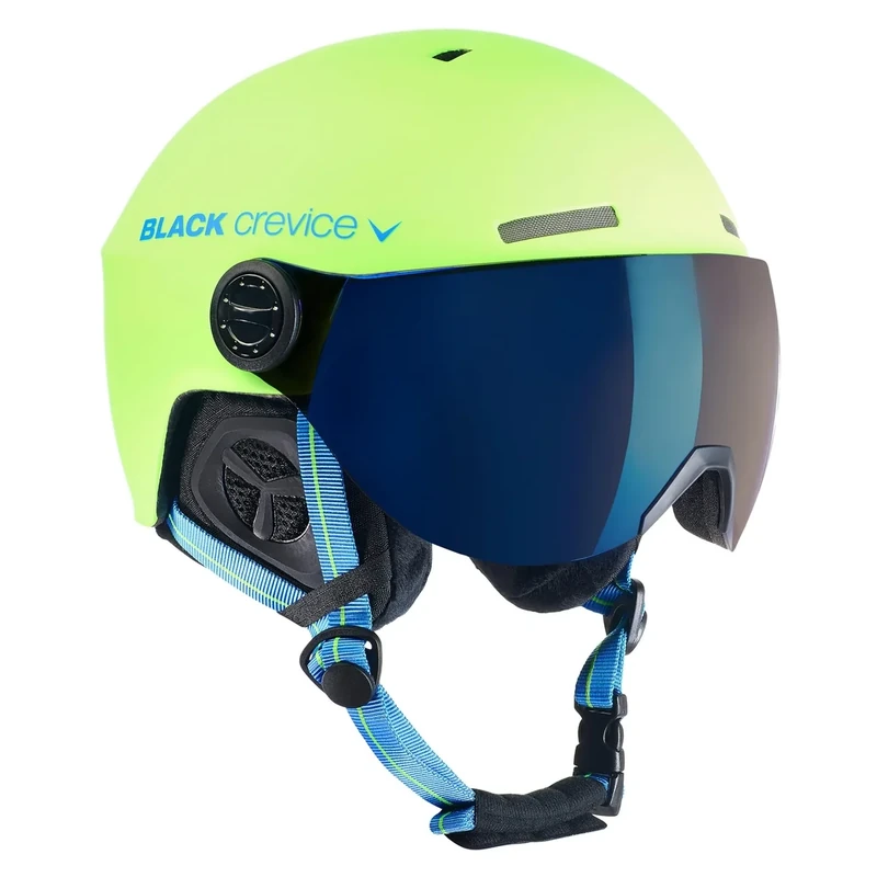 Black Crevice Erwachsene Skihelm Gstaad, Lime-blau/Visor blau, 58-61 cm, BCR143921-LB-2