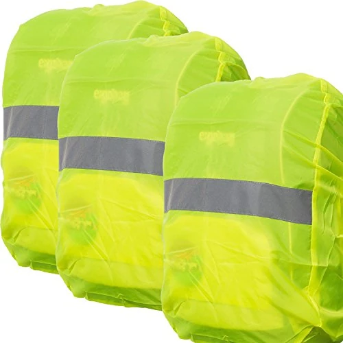 [3 STÜCK] - Regenschutz für Rucksäcke | Wasser- und Windabweisend | Reflektorstreifen | Rucksackschutz Ranzen Regencape Rucksackcover Regenüberzug Neon Sicherheitsüberzug Reflektorüberzug