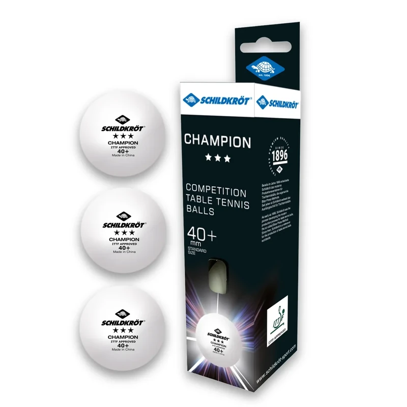 Schildkröt Tischtennisball 3-Stern Champion ITTF, Wettkampfball in Poly 40+ Qualität, 3 STK. im Karton, weiß
