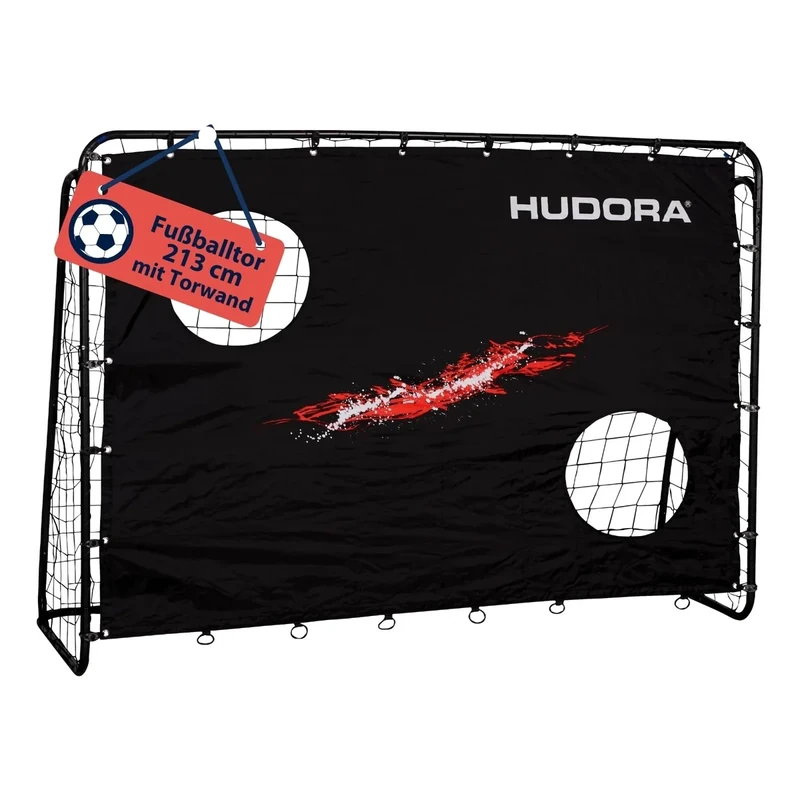 HUDORA Fußballtor Trainer mit Torwand | Kicker-Jubiläums & Standard Edition | Garten Fußball-Tor (213 x 152 x 76 cm) mit leichter Click-Montage