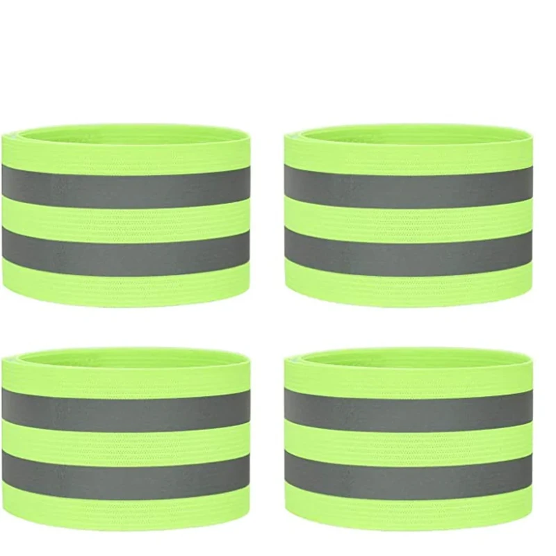 Willingood Hosenklammer Fahrrad Reflektorbänder Leuchtendes Grün, Reflektierende Bänder Hosenschutz Hosenclip für Joggen, Outdoor, Wandern