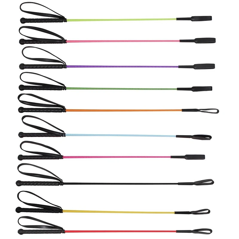 NETPROSHOP Basismodell Reitgerte Springstock mit Gummigriff und Handgelenkschlaufe Farbwahl, Farbe:Rot