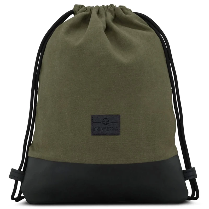 Johnny Urban Turnbeutel Damen & Herren Grün Schwarz - Luke - Beutel Rucksack mit Kordelzug - Baumwoll Canvas - Kleine Innentasche für Wertsachen - Image 1