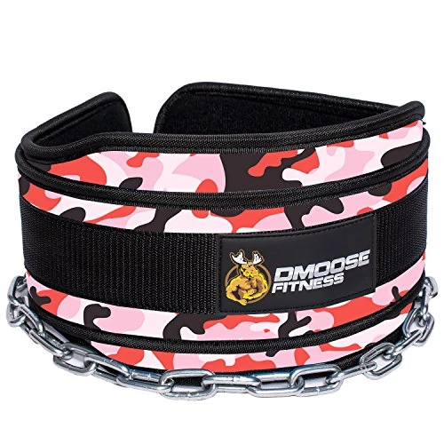 DMoose Dip-Gürtel zum Gewichtheben – gewichteter Klimmzug- und Kniebeugengürtel mit Kette für intensives Training – robuste Edelstahlkette & beschichteter D-Ring – Gewichts-Tauchgürtel für Klimmzüge