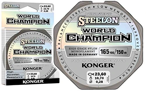 Konger Angelschnur World Champion Fluorocarbon Coated 0,10-0,30mm/150m Monofile Schnur super stark ! (0,28mm / 10,70kg)