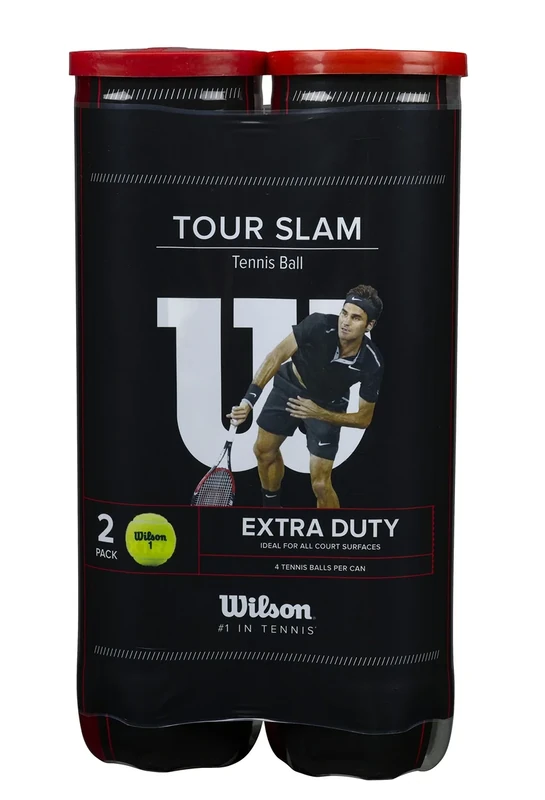 Wilson Tennisbälle, Tour Slam, 2 Dosen mit je 4 Bällen, Für alle Beläge, Gelb, WRT108901