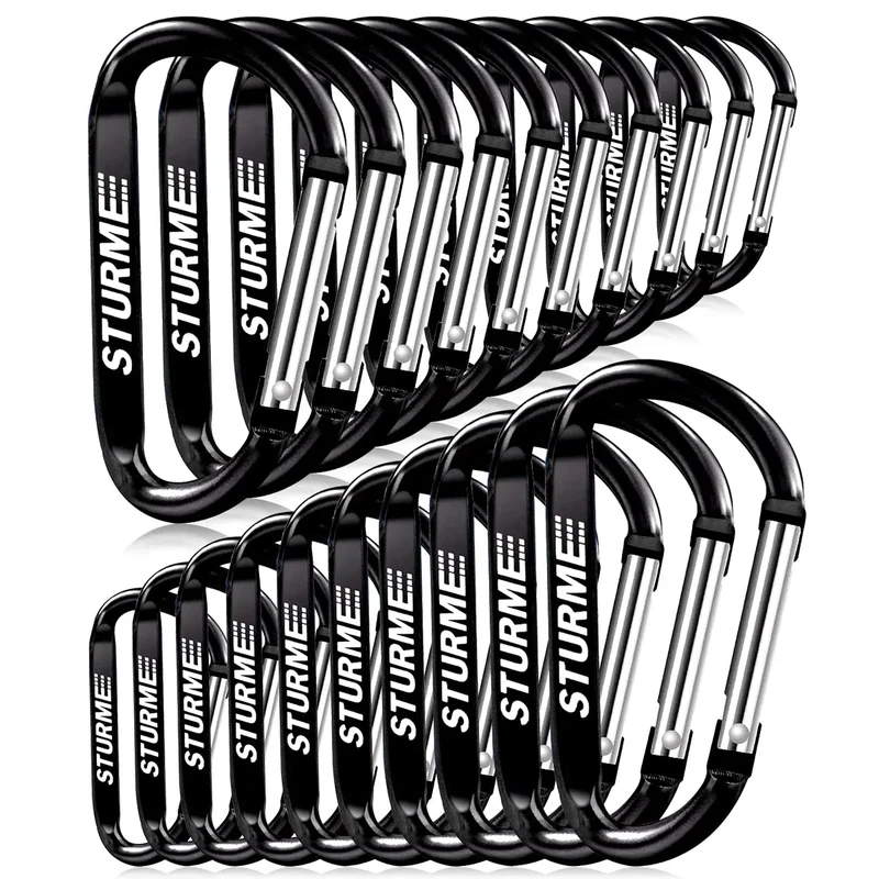 STURME 20 Stück 6,9 cm Karabiner-Clip Langlebige Karabinerhaken Kleiner Karabiner Aluminium D-Clip für Angeln, Wandern oder Reisen
