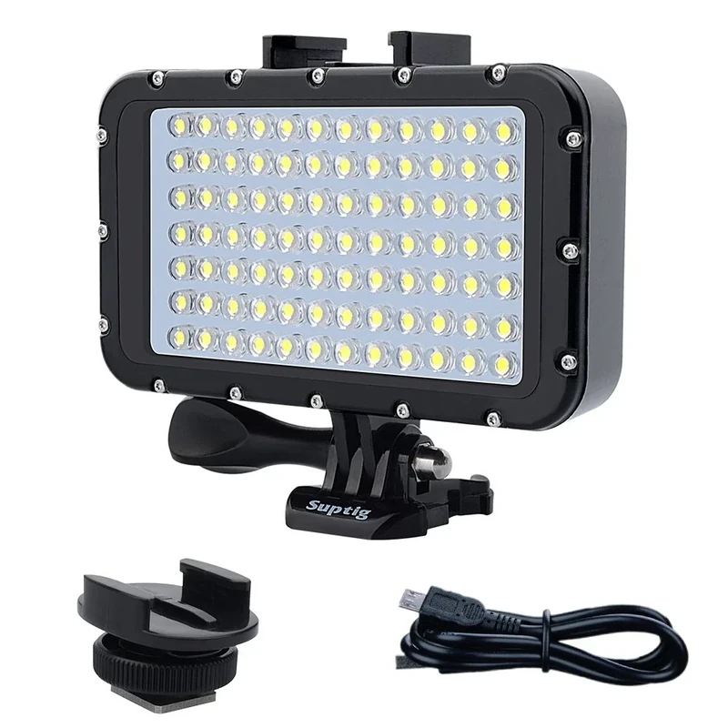 Suptig Videolicht, wasserdichte Lampe, Tauchlicht, 84 LEDs, wasserdicht, 50 m, kompatibel mit Spiegelreflexkameras Gopro Canon, Nikon, Pentax, Panasonic, Sony, Samsung - Image 1