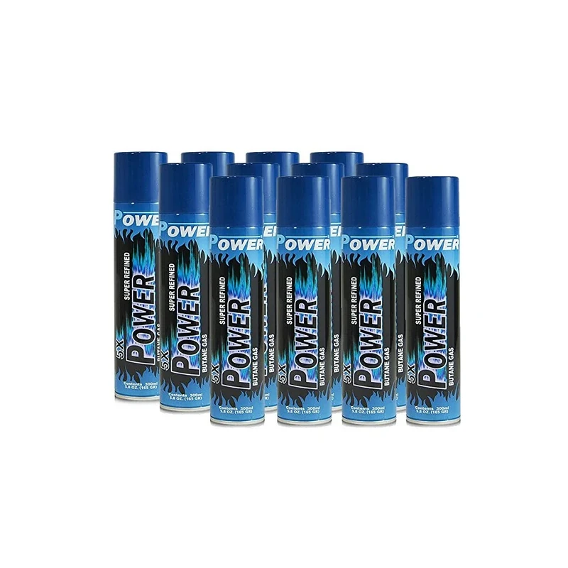 48 x 300ml Universal Feuerzeuggas Nachfüllgas Feuerzeug Butan Gas Butangas inkl. 5 Adapter pro Dose (48)