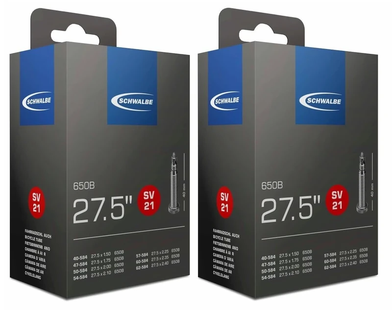 Schwalbe SV21 650B Innenschläuche, 70 x 3,8/6,1 cm (40/62-584), Presta-Ventil, 2 Stück, Schwarz