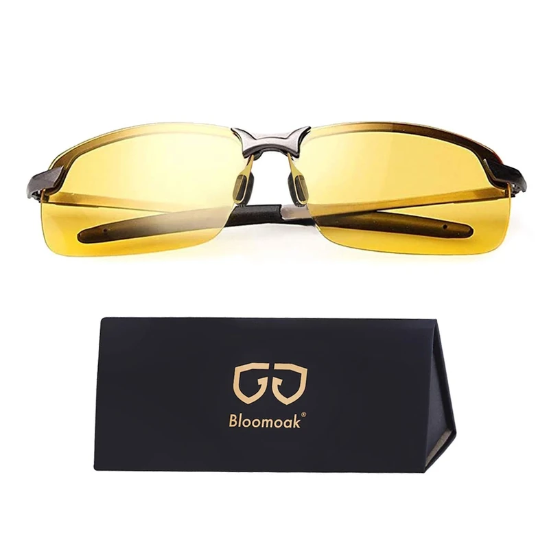 Nachtfahrbrille fahren | nachtbrille zum autofahren | HD Halbrand | Polarisiert | Ultra Light Metall (Nachtsichtbrille)