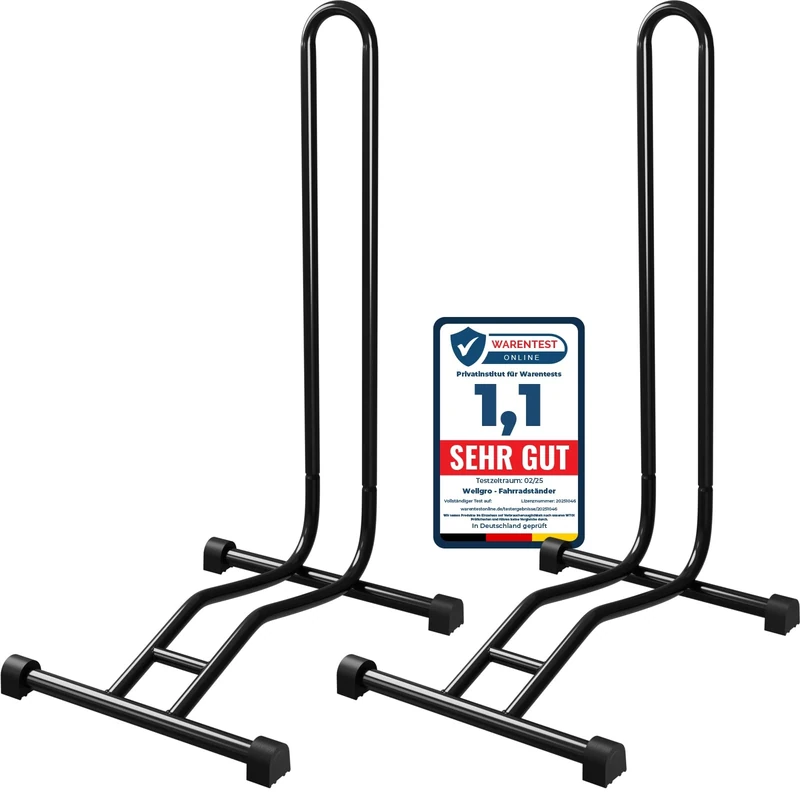 2 x WELLGRO® Fahrradständer - Stahl, sicherer Stand - Farbe schwarz
