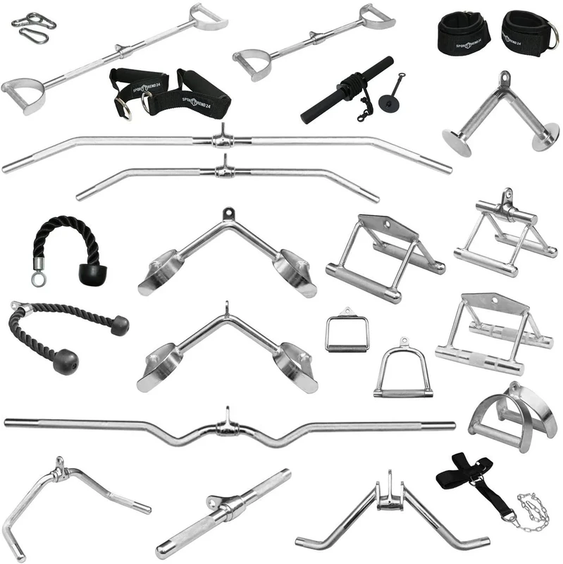 Sporttrend 24® Einhandgriff kurz Trizepsgriff Bizepsgriff Griff Seilzuggriff Kabelzuggriff Griffe für Seilzüge Kabelzüge Silber