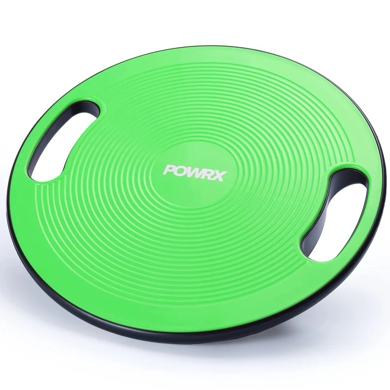 POWRX Balance Board Erwachsene / Kinder Ø 40cm mit Griffen I Therapiekreisel Physiotherapie für propriozeptives Training und Fitness, Wackelbrett Grün