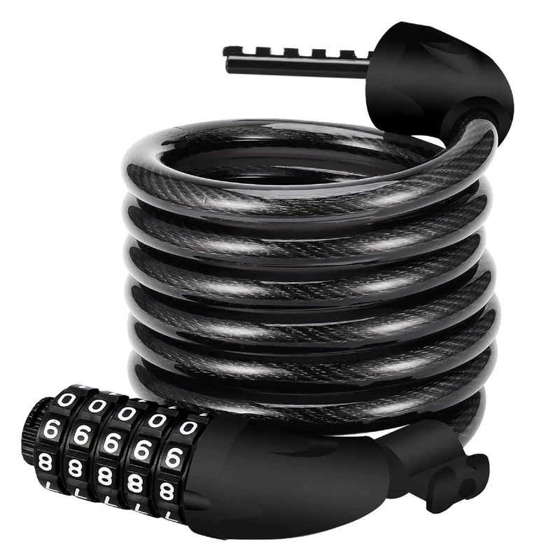 REHKITTZ Fahrradschloss，120cm/12mm Kabelschloss Sicherheitsstufe Sehr Hoch mit 5-Stellig Zahlencode Zahlenschloss Fahrradhalterung Fahrradschloß Zahlen für Fahrrad Tricycle Scooter Bike Lock - Image 1