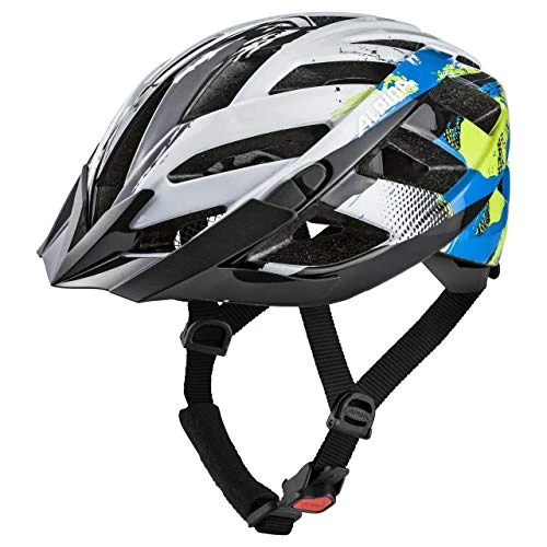 ALPINA PANOMA - Reflektierender & Optimal Belüfteter Fahrradhelm Mit Fliegennetz & Nachrüstbarem LED Für Erwachsene, white-cyan-green, M (56-59 cm)