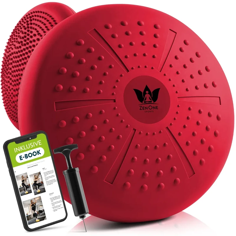 ZenOne Sports® Balance Kissen I Ballsitzkissen für Koordinations- & Rückentraining I Orthopädisches Sitzkissen I Luftkissen für Fitnesstraining inkl. Pumpe & Workout-Guide I Balancekissen