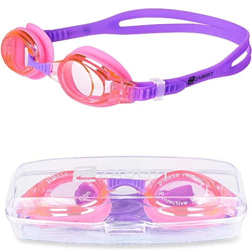 ZABERT Schwimmbrille für Kinder, K2 Schwimmbrillen Kinderschwimmbrille Chlorbrille für Jugendliche Kinder Kind Junior Jungen Mädchen 2 3 4 5 6 7 8 9 10 11 12 Jahre Pink Rosa Lila