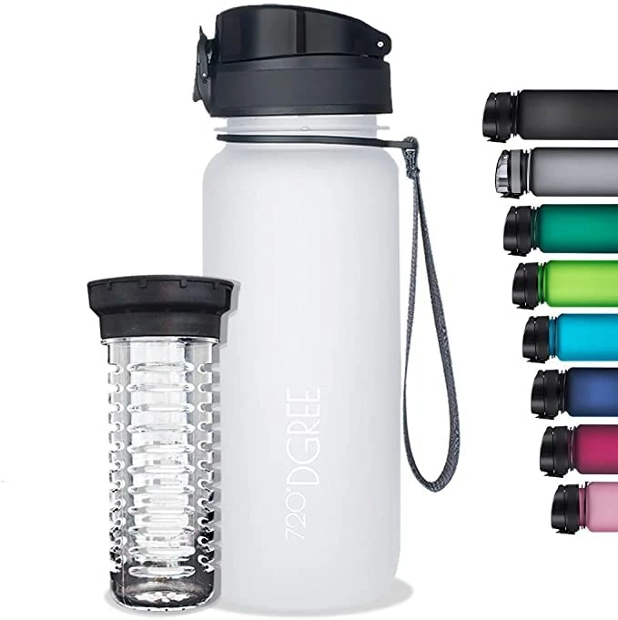 720°DGREE Trinkflasche 650ml “uberBottle“ softTouch +Früchtebehälter - BPA-Frei - Auslaufsichere Wasserflasche für Kinder, Schule, Uni, Sport, Outdoor, Fitness - Tritan Sportflasche - Leicht, Stoßfest