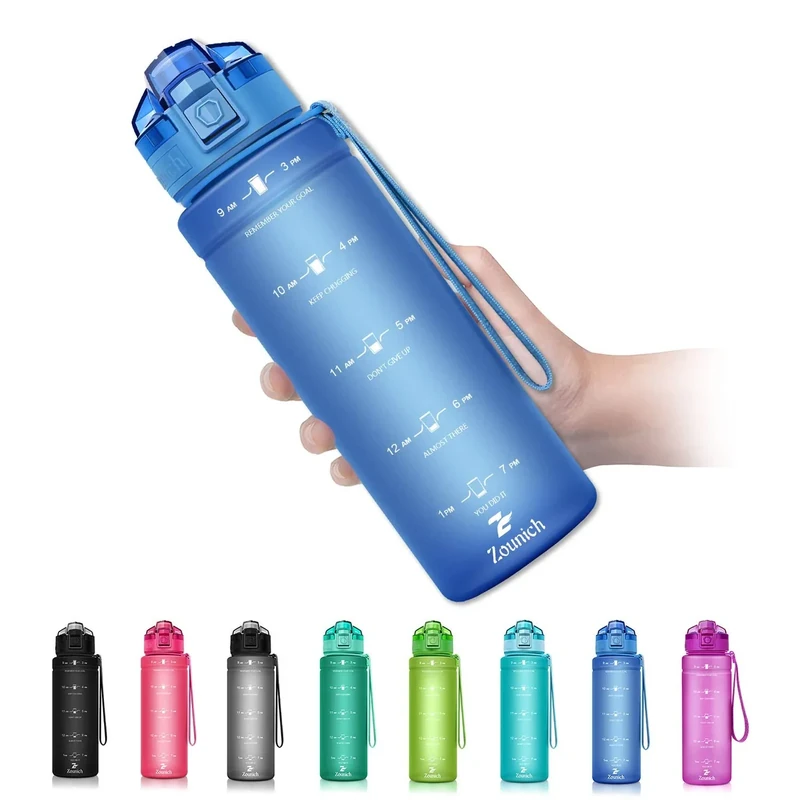 Zounich Trinkflasche Kinder Auslaufsichere 1L/700ml/500ml-BPA frei trinkflaschen Sport tritan Kunststoff Wasserflasche für Fahrrad, Schule, kohlensäure geeignet, spülmaschinenfest Sportflasche - Image 1