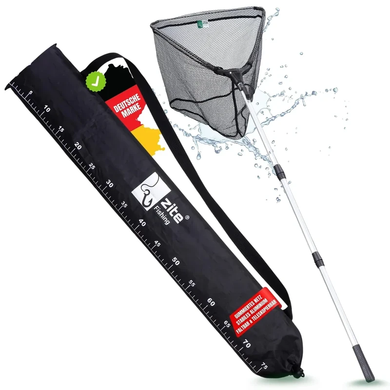 Zite Fishing Teleskop Kescher Angeln 210cm I Kescher gummiert, diverse Längen erhältlich I Angel Kescher Unterfangkescher gummiert Angelkescher gummiert Käscher Kescher angeln gummiert Teleskopkescher