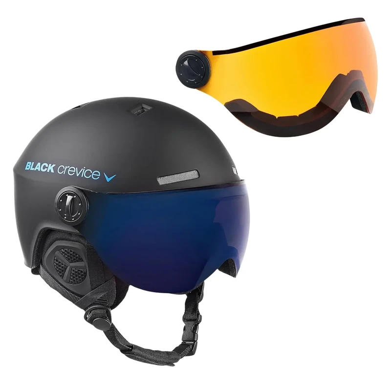 Black Crevice Skihelm Arlberg mit 2 Visier, Black/Blue, S/M